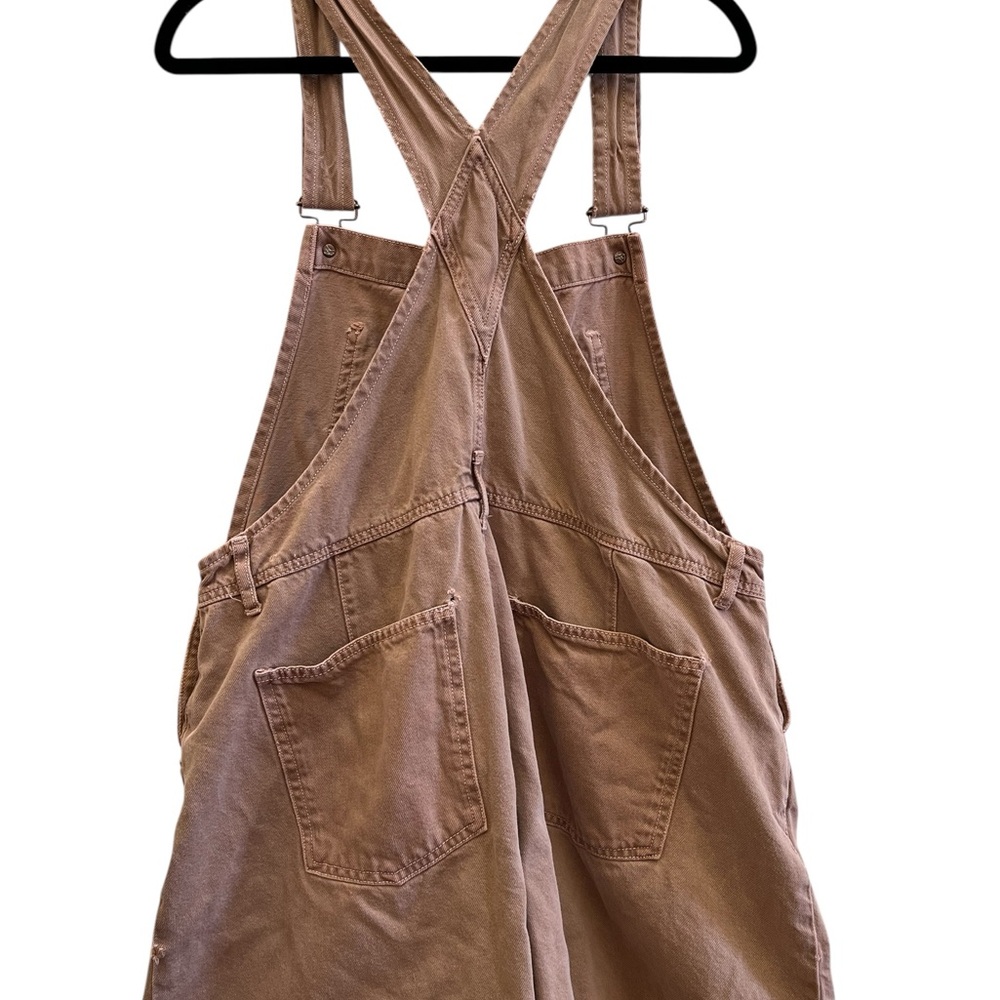Free People Ziggy Shortalls We The Free Frayed Hem Utility Overalls Romper L - Picture 3 of 6